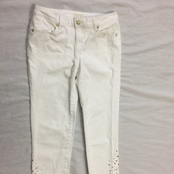 🦚🦚🦚 CACHE WOMENS JEANS CAPRIS PANTS SIZE 6 🦚🦚🦚 - Picture 1 of 5